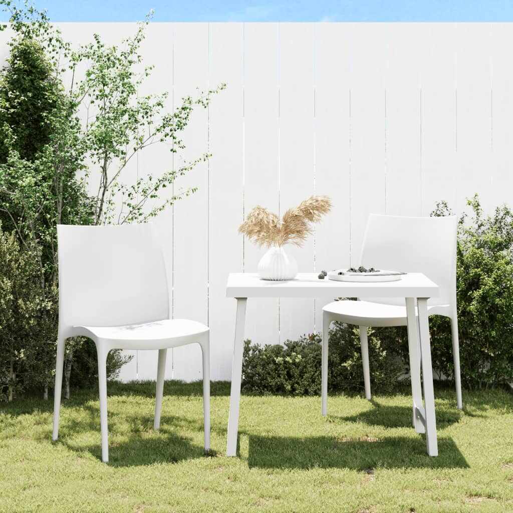 vidaXL Scaune de grădină, 2 buc., alb, 50x46x80 cm, polipropilenă