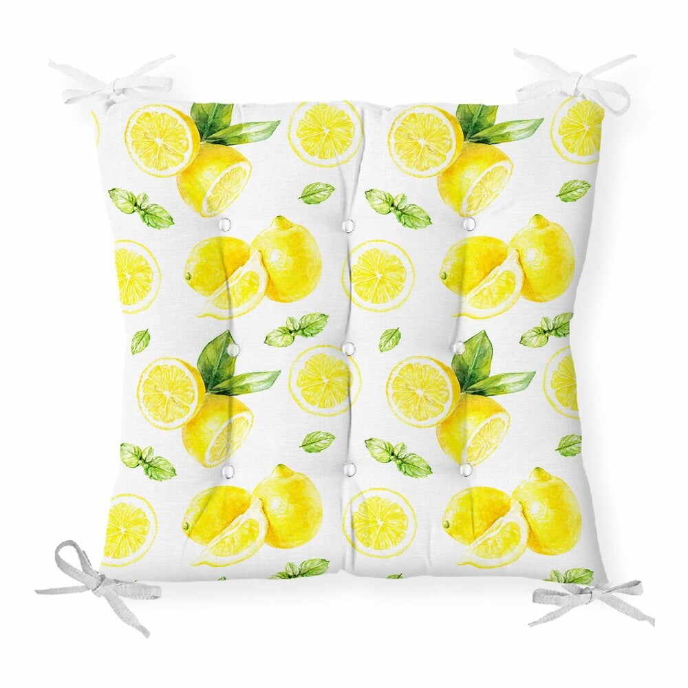 Pernă pentru scaun cu amestec de bumbac Minimalist Cushion Covers Sliced Lemon, 40 x 40 cm