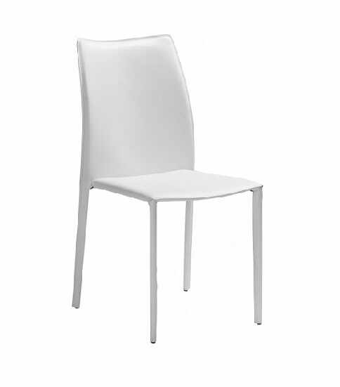 Set 2 scaune Soléne, tapițate, din piele ecologică, alb