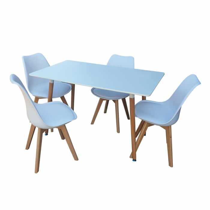 Set masa cu 4 scaune HB01, dreptunghiulara, 4 persoane, 120x70x74 cm
