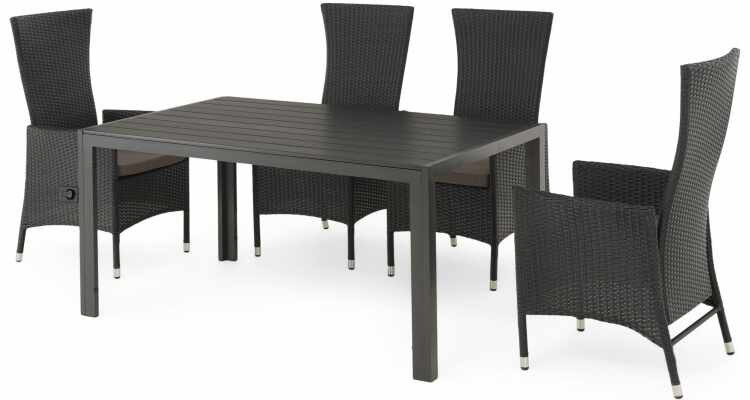 ENCORE Set mobilier terasa gradina, masa si 4 scaune cu spatar reglabil
