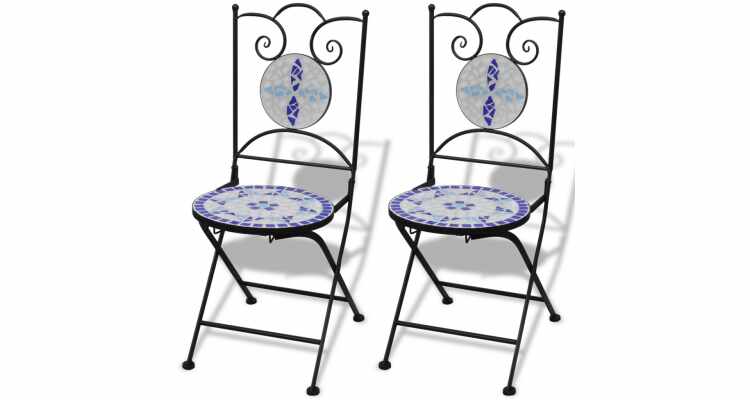 Set de 2 scaune din mozaic, culoare albastru si alb