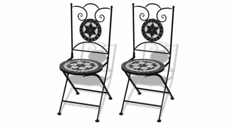 Set de 2 scaune din mozaic, culoare negru si alb
