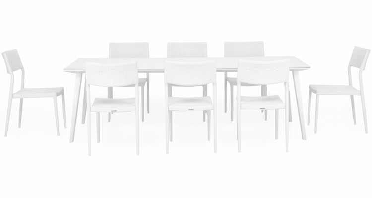 Set mobilier gradina 8 scaune si masa ALBACETE SORIA L 240 x l 100 x H 75 alb
