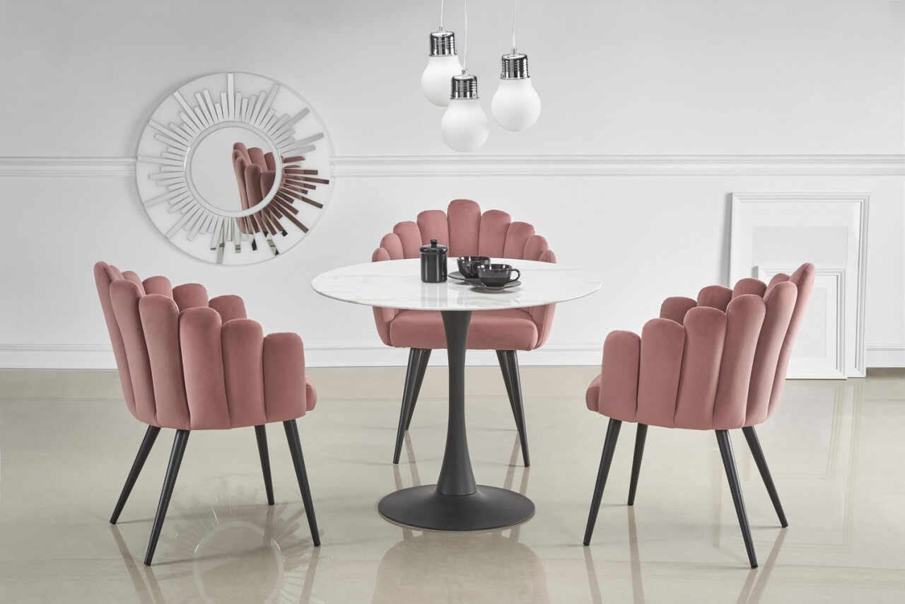 Set masa rotunda Ambrosio + 3 scaune K410 roz/negru