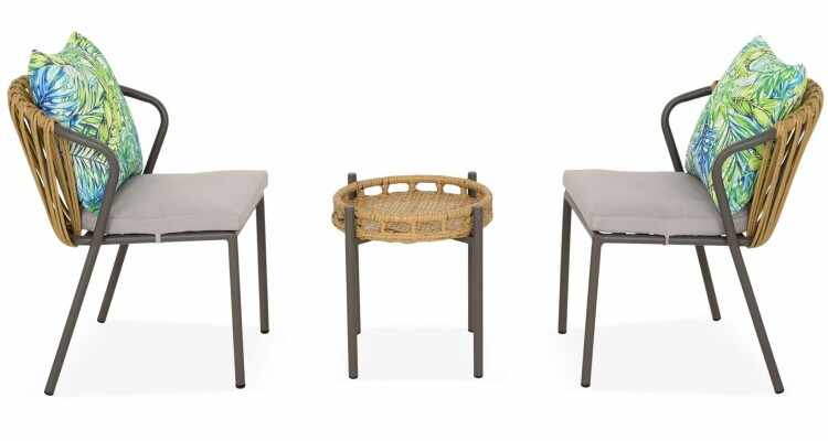 Set mobilier gradina AMADORA, aluminiu ratan, cu 2 scaune si masuta