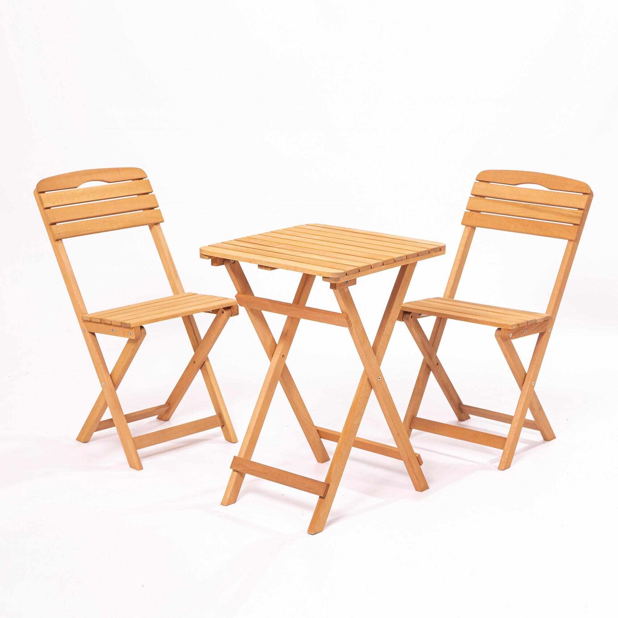 Set masă și scaune de grădină (3 bucăți) MY002, Maro, 60x72x60 cm