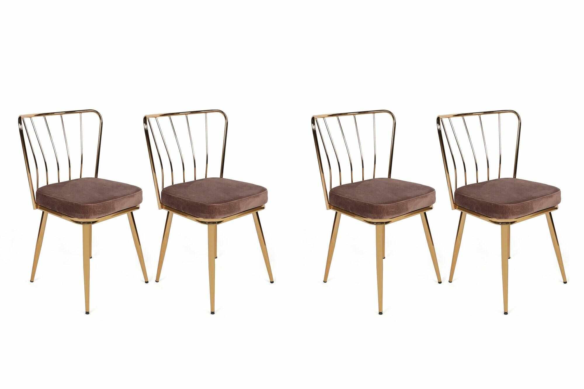 Set scaune (4 bucăți) Yıldız V4 Chair Set (4 Pieces), Albastru inchis, 42x82x43 cm