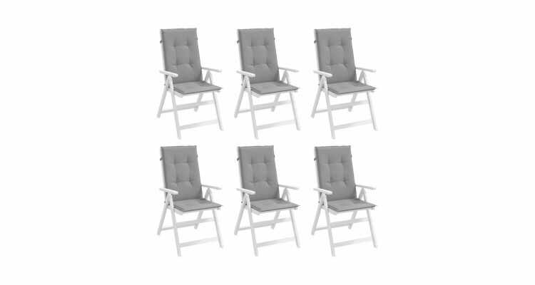 Perne scaun cu spatar inalt, 6 buc., gri, 120x50x3 cm, textil