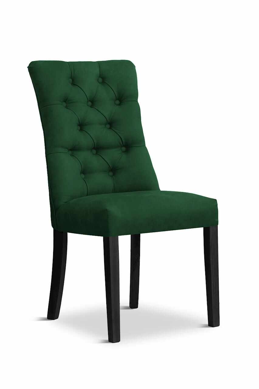 Scaun tapitat cu stofa si picioare din lemn, Lord Velvet Verde / Negru, l51xA62xH100 cm