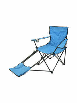 Scaun camping cu suport de picioare, Zelten, 115 x 55 x 81 cm, material textil, Albastru