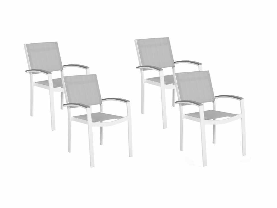 Set de 4 scaune de gradina PERETA, albe/gri, 46 x 50 x 86 cm