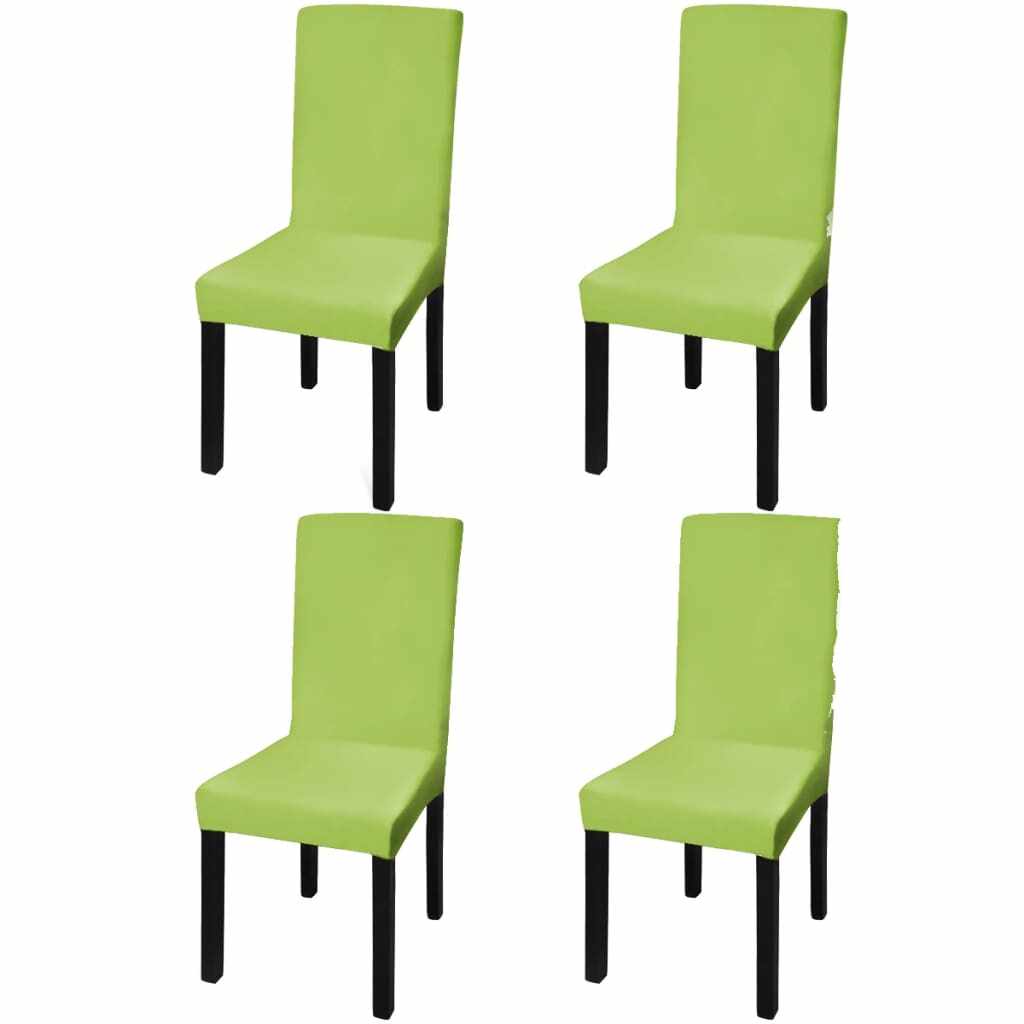 vidaXL Husă elastică dreaptă pentru scaun, verde, 4 buc.