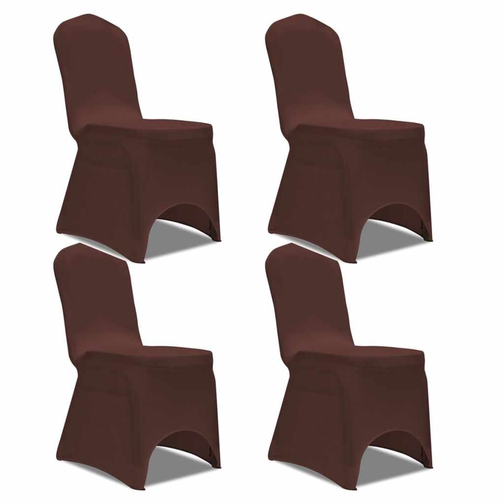 vidaXL Husă elastică pentru scaun, maro, 4 buc.