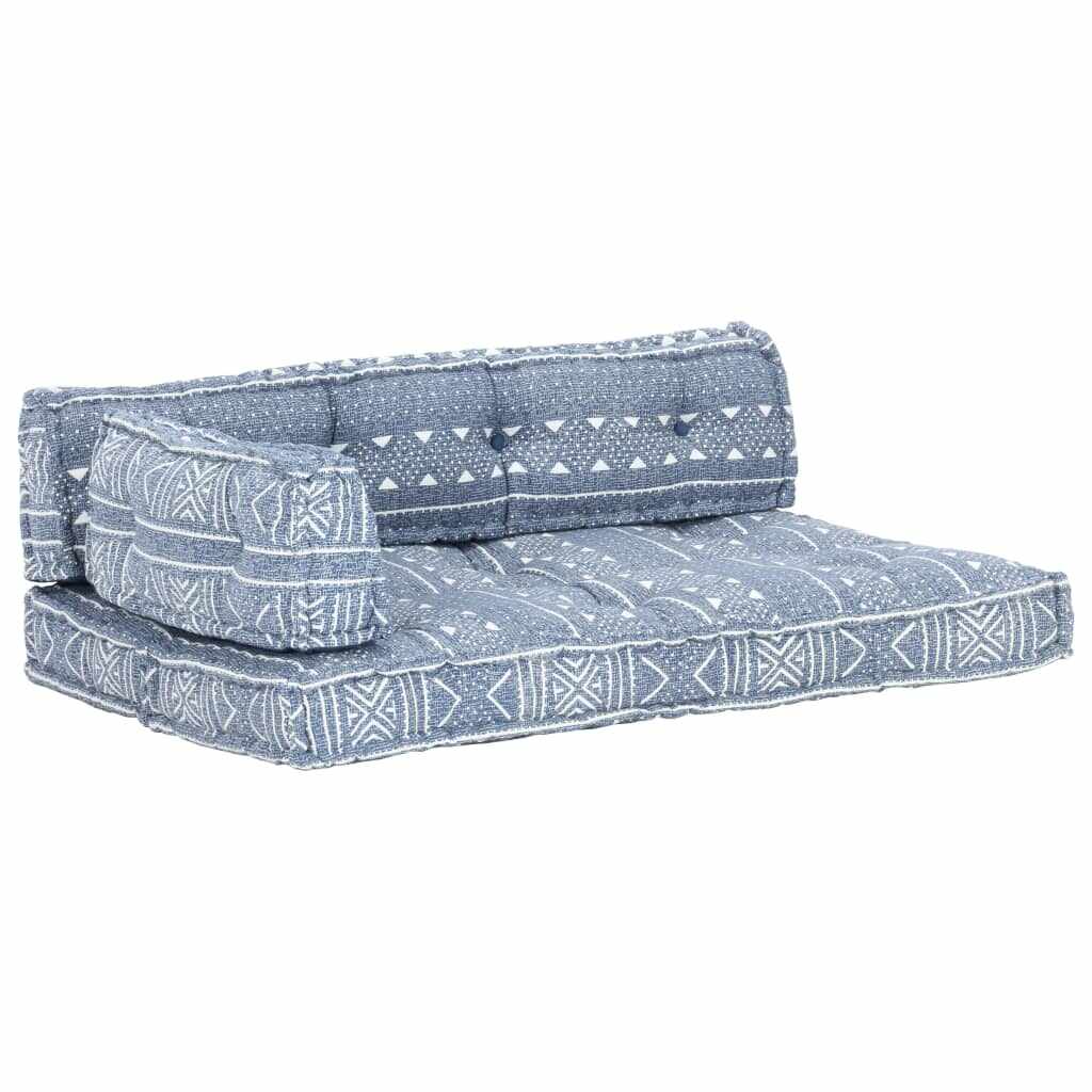 vidaXL Pernă de canapea din paleți, indigo, textil, petice 