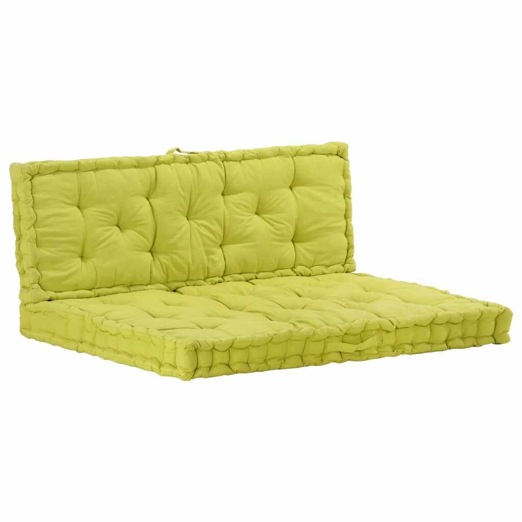 vidaXL Perne canapea din paleți, 2 buc., verde, bumbac 