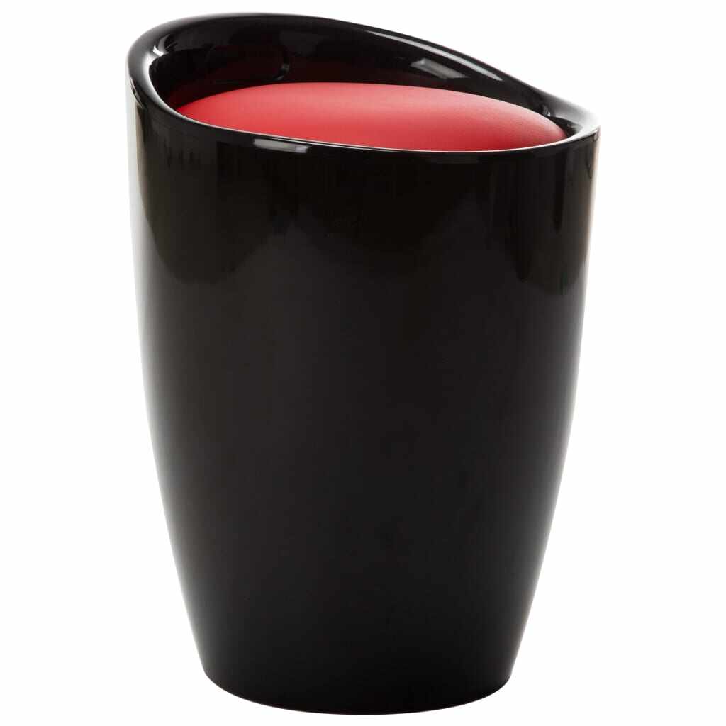 vidaXL Scaun cu depozitare, negru și roșu, piele ecologică
