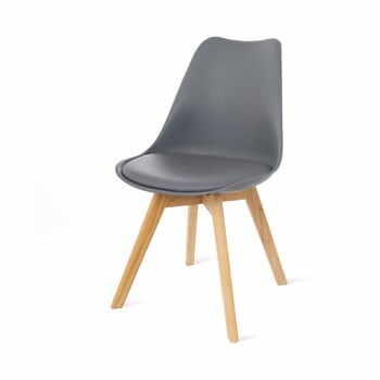 Set 2 scaune cu picioare din lemn de fag loomi.design Retro, gri