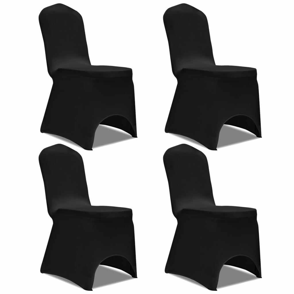 vidaXL Husă elastică pentru scaun, negru, 4 buc.