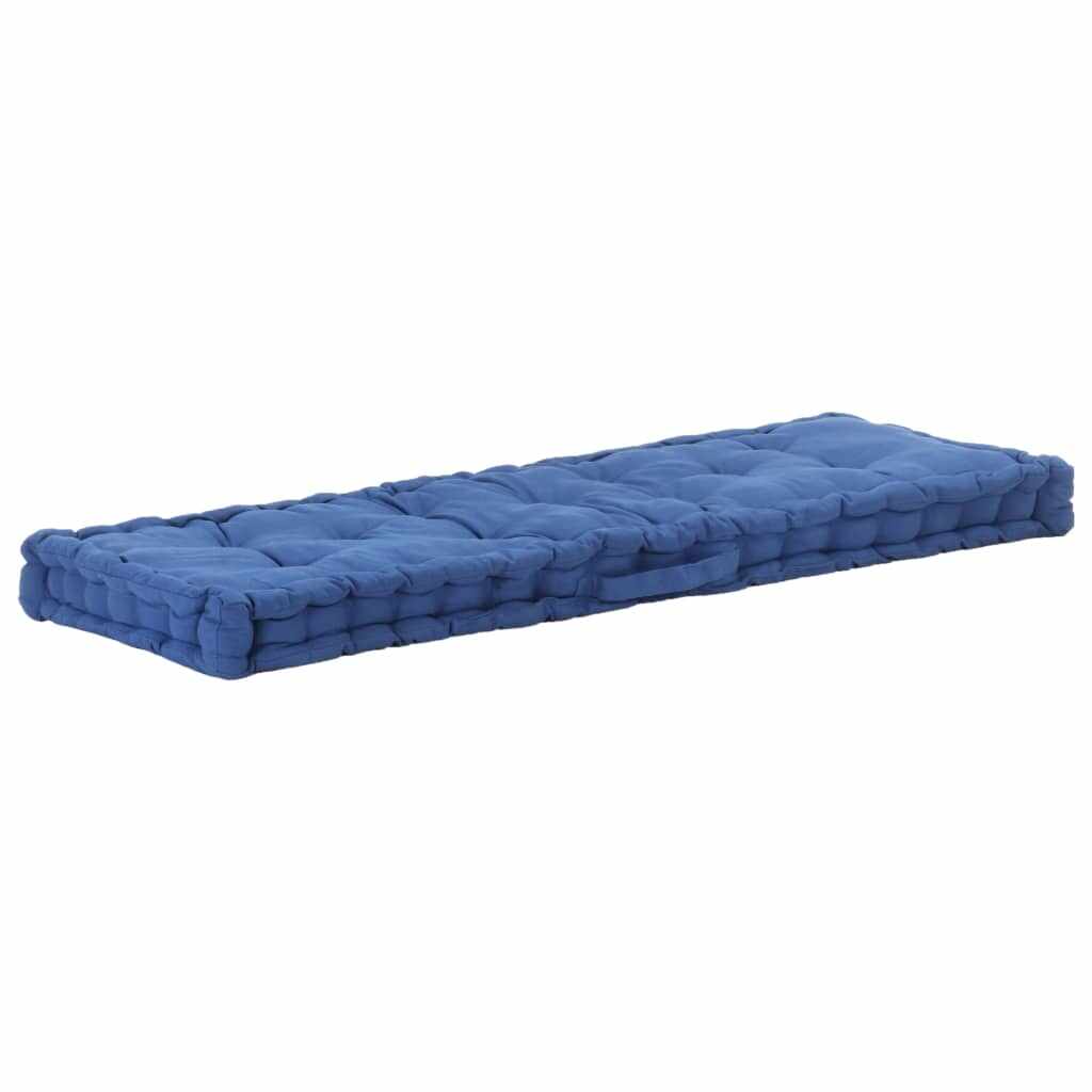 vidaXL Pernă podea canapea din paleți, bleu, 120 x 40 x 7 cm, bumbac 