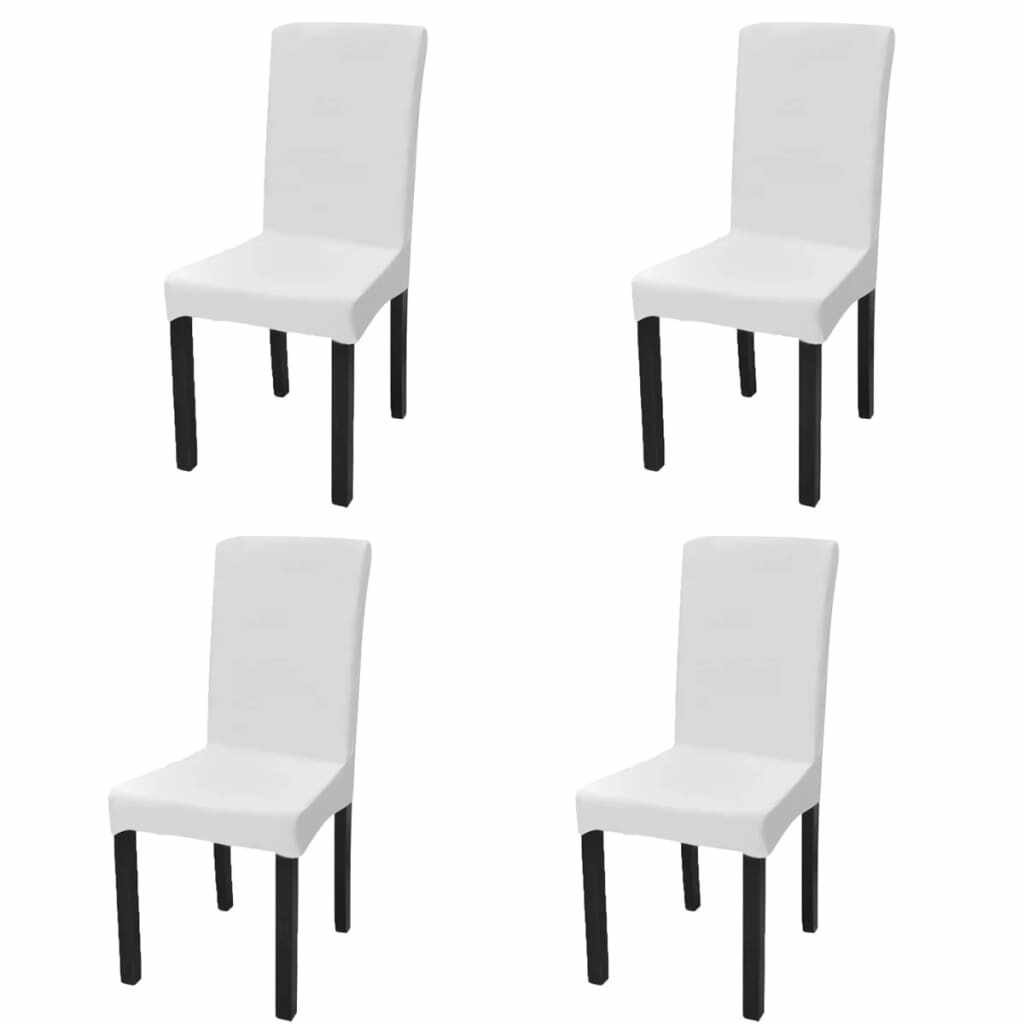 vidaXL Husă elastică dreaptă pentru scaun, alb, 4 buc.