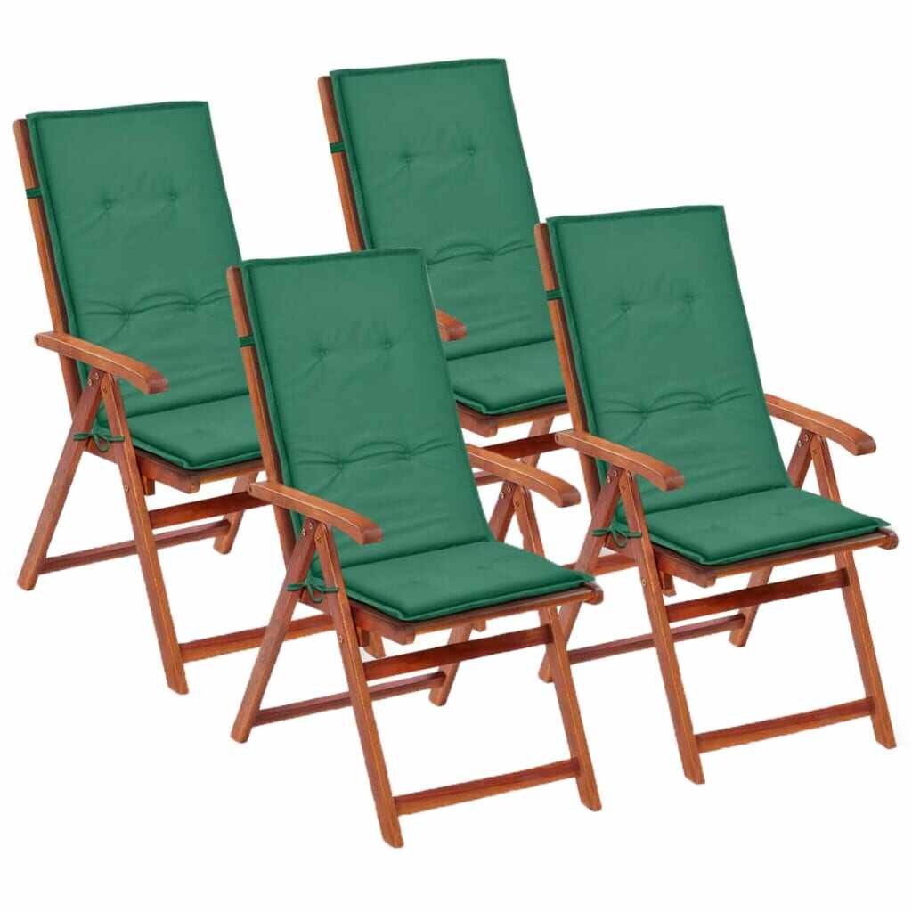 vidaXL Perne scaun de grădină, 4 buc, verde, 120x50x3 cm