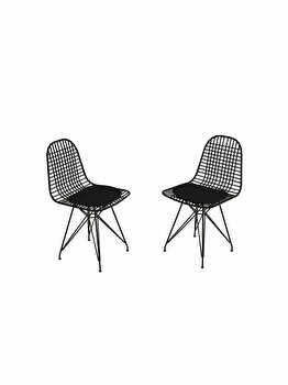 Set 2 scaune Puqa Design, 45 x 80 x 45 cm, metal, Negru