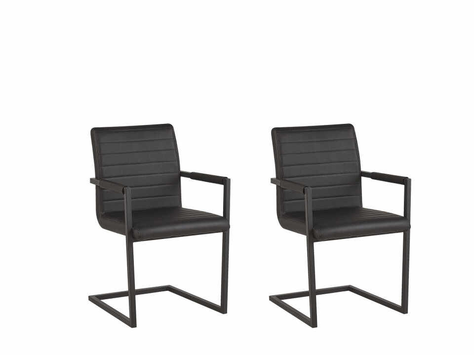 Set de 2 scaune tapitate Buford, negru, 52 x 54 x 87 cm