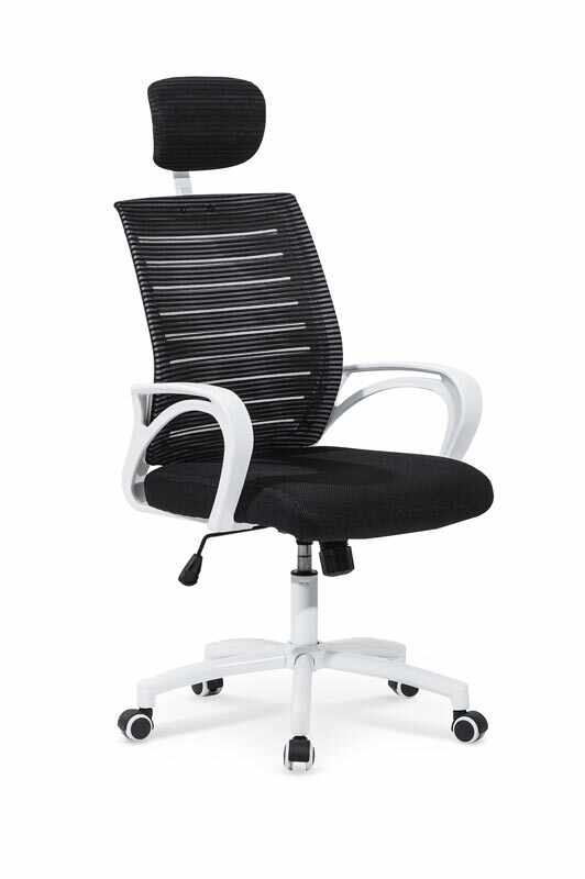 Scaun de birou ergonomic, tapitat cu stofa Socket Black / White, l61xA68xH110-118 cm
