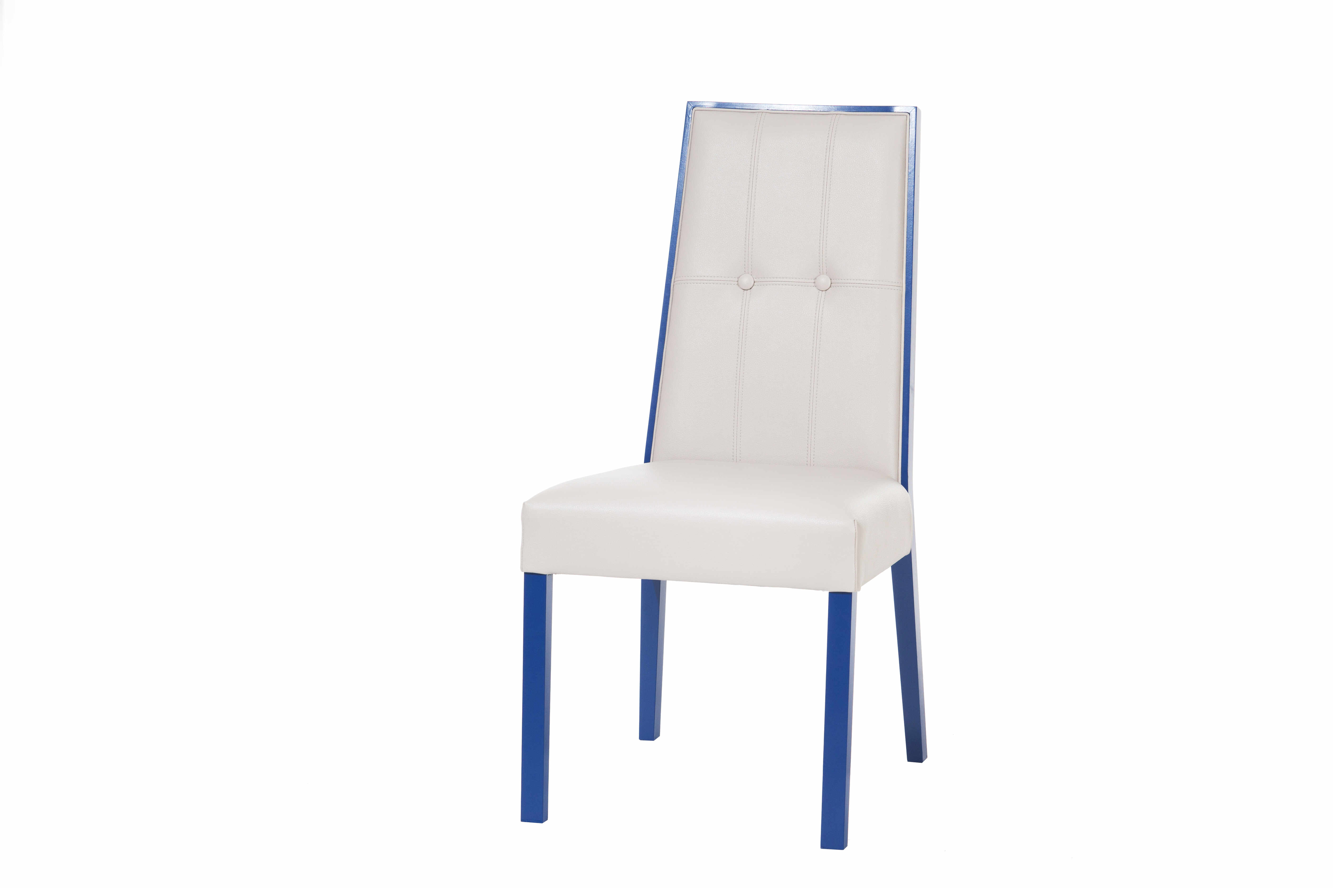 Scaun tapitat cu stofa, cu picioare din lemn de fag Paris White / Blue, l54xA45xH97 cm