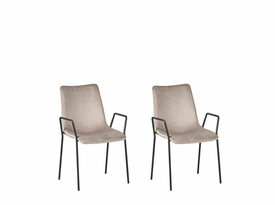 Set de 2 scaune Jefferson, negru/taupe, 57 x 60 x 87 cm