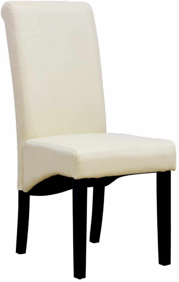 Set de 4 scaune de living Cambridge, piele sintetica crem, picioare lemn inchis