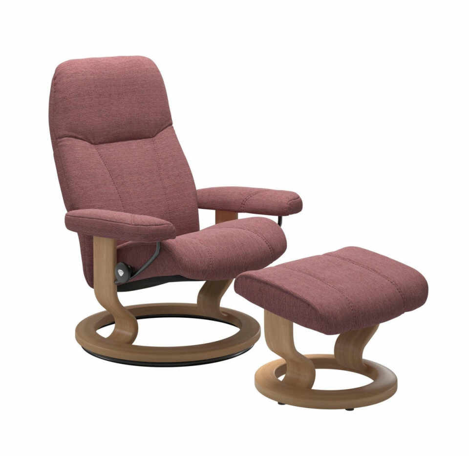 Fotoliu reclinabil cu scaun pentru picioare Consul, roz inchis/maro, 85 x 100 x 77 cm