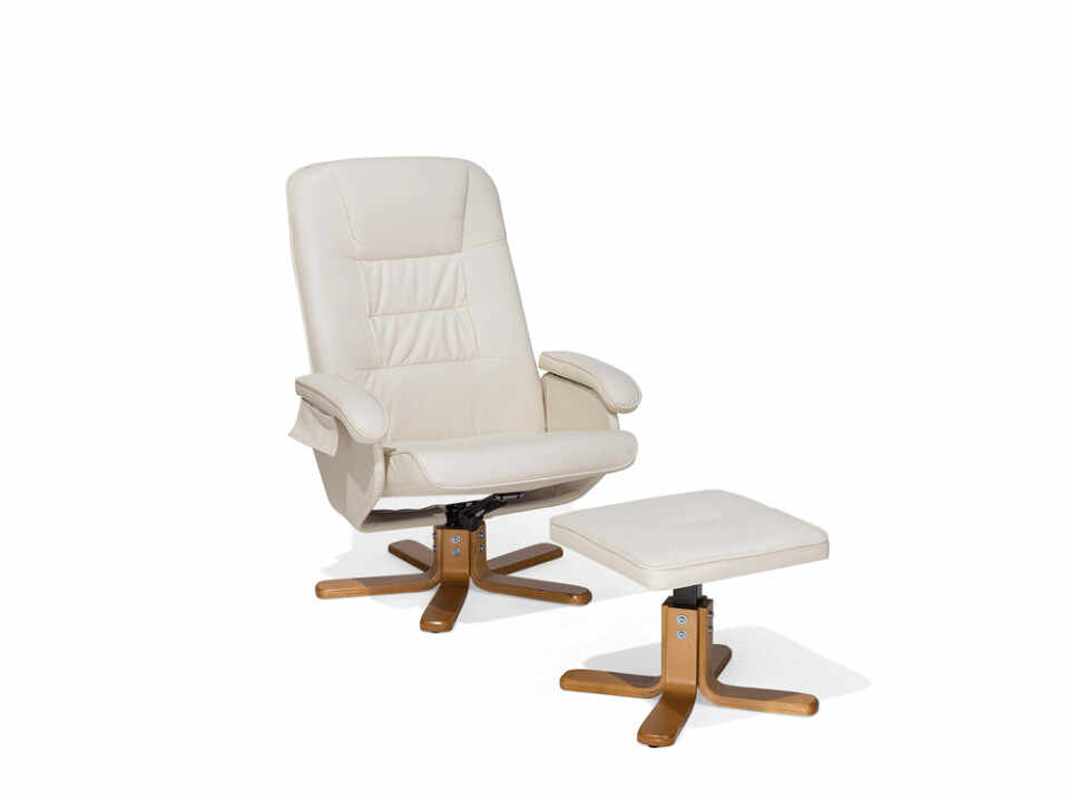 Fotoliu reclinabil cu masaj si incalzire Relaxpro, piele ecologica, bej, 74 x 80 x 98 cm