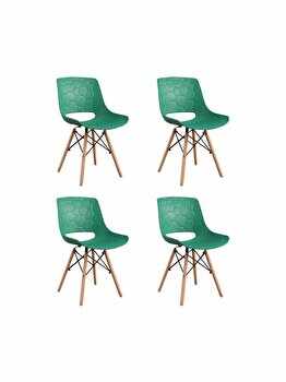 Set 4 scaune Fizzy Heinner, 79 x 45 x 55 cm, lemn, Verde