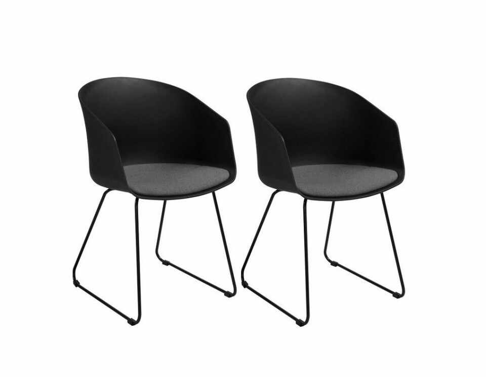 Set de 2 scaune Bogart, negru, 51 x 81 x 52 cm