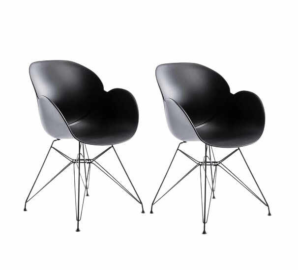 Set de 2 scaune Malaga, negru, 52 x 58 x 85 cm