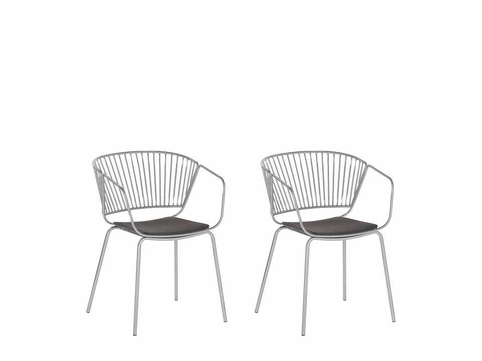 Set de 2 scaune Rigby, metal, argintiu/negru, 54 x 49 x 77 cm