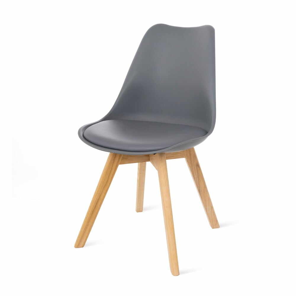Set 2 scaune cu picioare din lemn de fag loomi.design Retro, gri