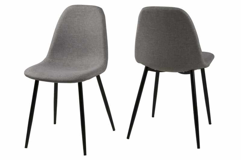 Set 4 scaune tapitate cu stofa si picioare metalice Wilma Gri Deschis / Negru, l44,5xA56xH84 cm