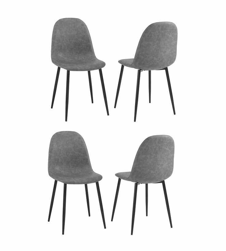 Set de 4 scaune Moody, tesătură / metal, gri/negru, 87 x 44 x 45 cm