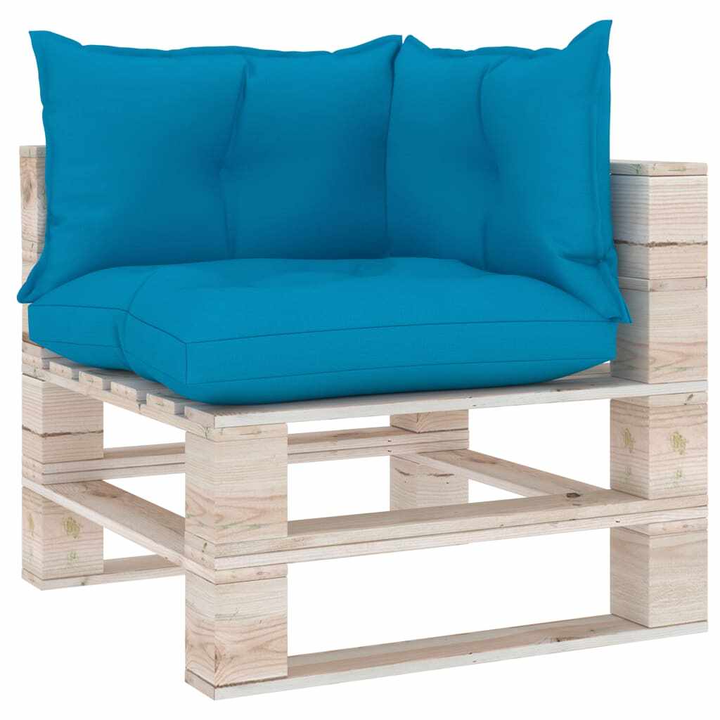 vidaXL Perne de canapea din paleți, 3 buc, albastru, material textil