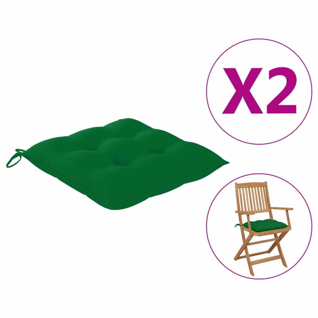 vidaXL Perne de scaun, 2 buc., verde, 40 x 40 x 7 cm, textil
