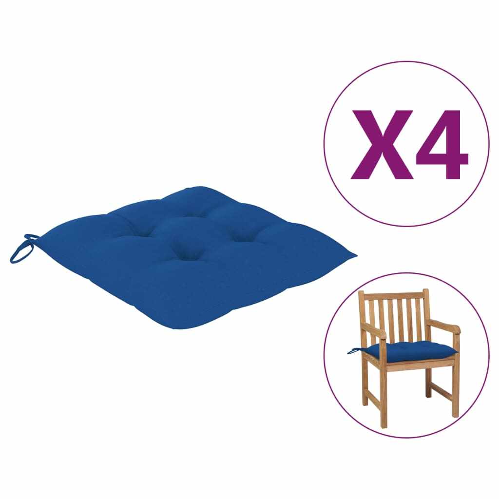 vidaXL Perne de scaun, 4 buc, albastru, 50 x 50 x 7 cm, textil