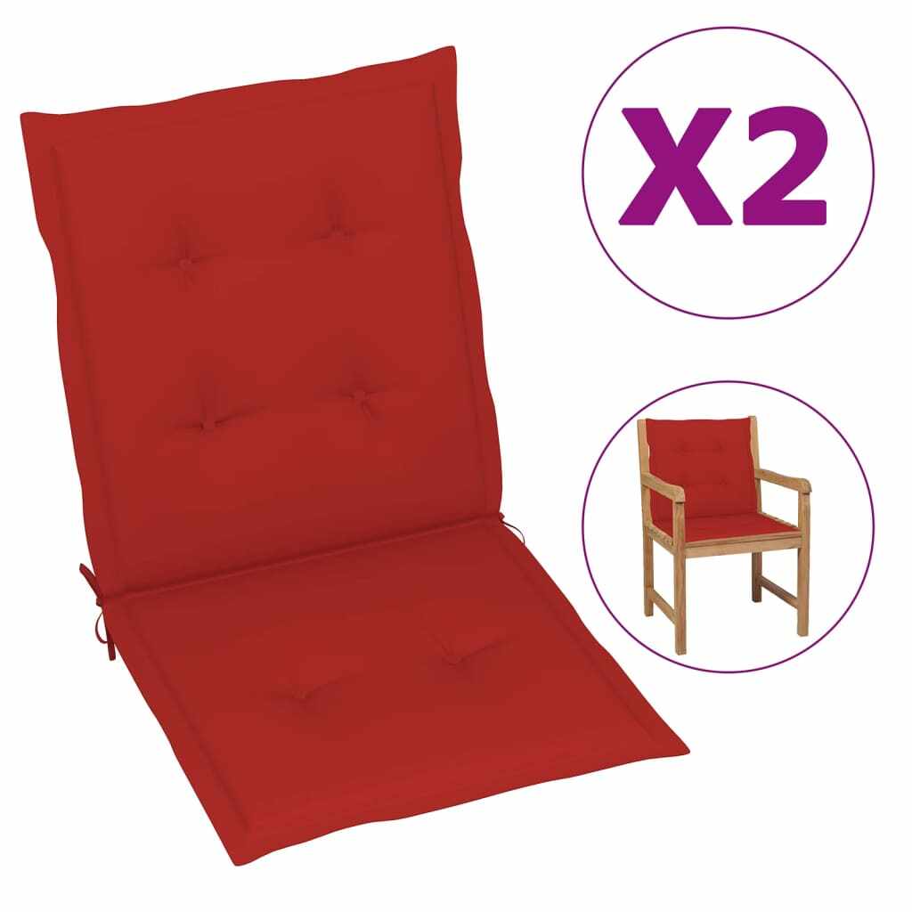 vidaXL Perne scaun de grădină, 2 buc., roșu, 100x50x4 cm