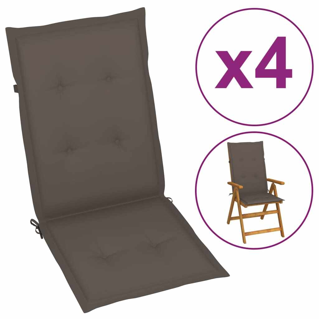 vidaXL Perne scaun de grădină, 4 buc., gri taupe, 120x50x4 cm