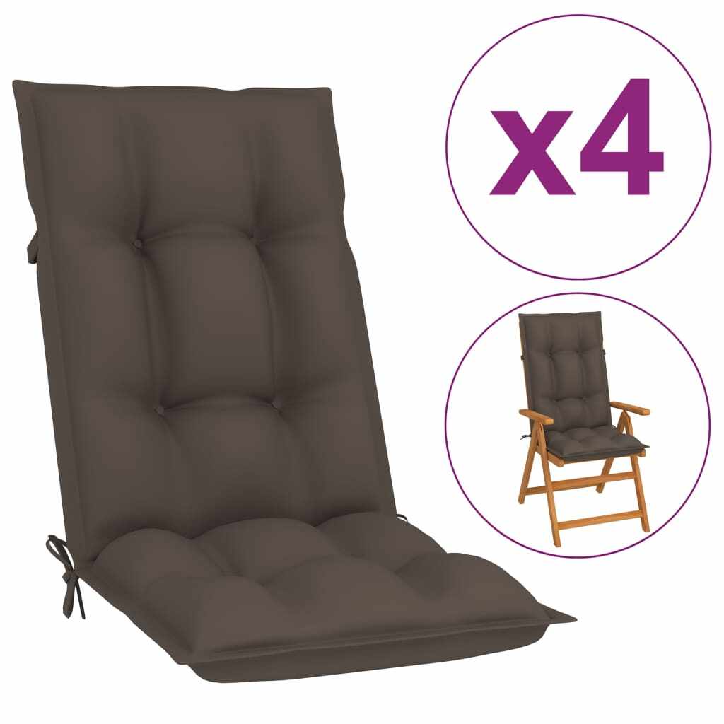 vidaXL Perne pentru scaun de grădină, 4 buc., gri taupe, 120x50x7 cm
