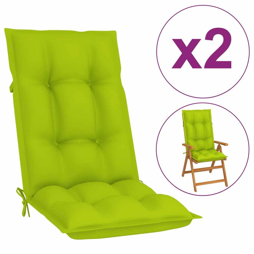 vidaXL Perne pentru scaun de grădină, 2 buc., verde aprins 120x50x7 cm