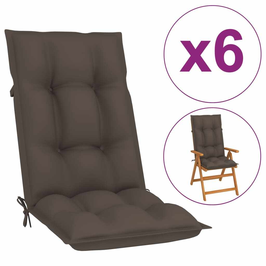 vidaXL Perne pentru scaun de grădină, 6 buc., gri taupe, 120x50x7 cm