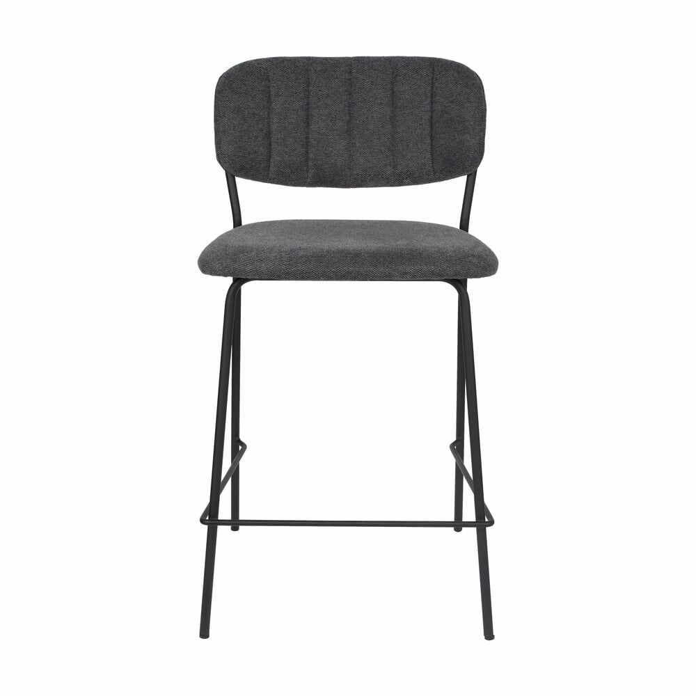 Set 2 scaune de bar cu picioare negre White Label Jolien, înălțime 89 cm, gri închis